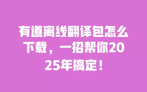 有道离线翻译包怎么下载，一招帮你2025年搞定！ 一