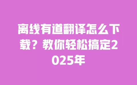 离线有道翻译怎么下载？教你轻松搞定2025年 一