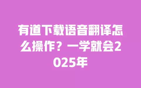 有道下载语音翻译怎么操作?一学就会2025年 一