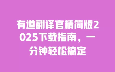 有道翻译官精简版2025下载指南,一分钟轻松搞定 一