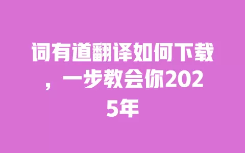 词有道翻译如何下载,一步教会你2025年 一