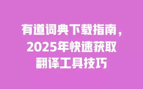 有道词典下载指南,2025年快速获取翻译工具技巧 一