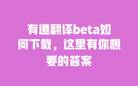 有道翻译beta如何下载,这里有你想要的答案 一