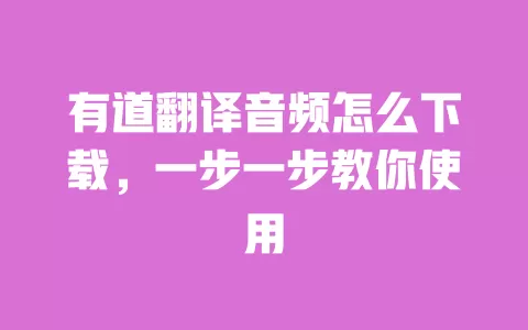 有道翻译音频怎么下载,一步一步教你使用 一