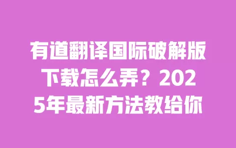 有道翻译国际破解版下载怎么弄?2025年最新方法教给你 一