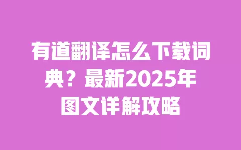 有道翻译怎么下载词典?最新2025年图文详解攻略 一