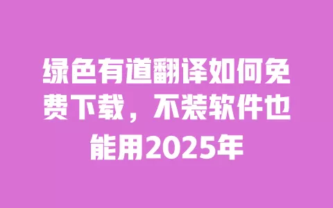 绿色有道翻译如何免费下载,不装软件也能用2025年 一