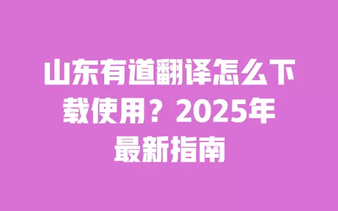 山东有道翻译怎么下载使用?2025年最新指南 一