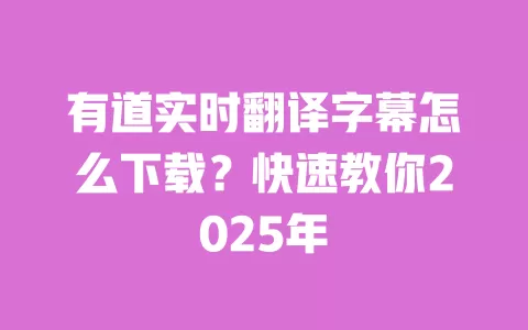 有道实时翻译字幕怎么下载？快速教你2025年 一