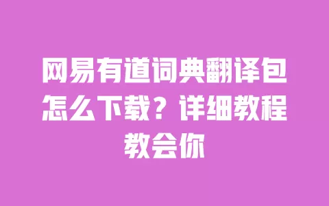 网易有道词典翻译包怎么下载?详细教程教会你 一