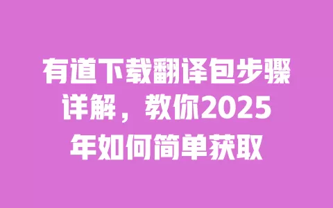 有道下载翻译包步骤详解，教你2025年如何简单获取 一