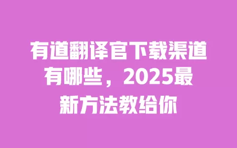 有道翻译官下载渠道有哪些,2025最新方法教给你 一