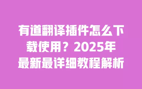 有道翻译插件怎么下载使用?2025年最新最详细教程解析 一