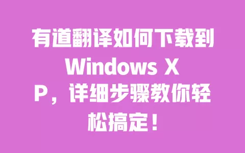 有道翻译如何下载到Windows XP,详细步骤教你轻松搞定! 一