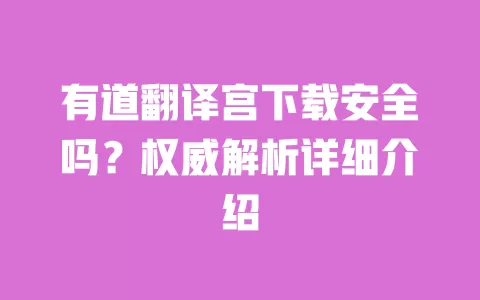 有道翻译宫下载安全吗？权威解析详细介绍 一